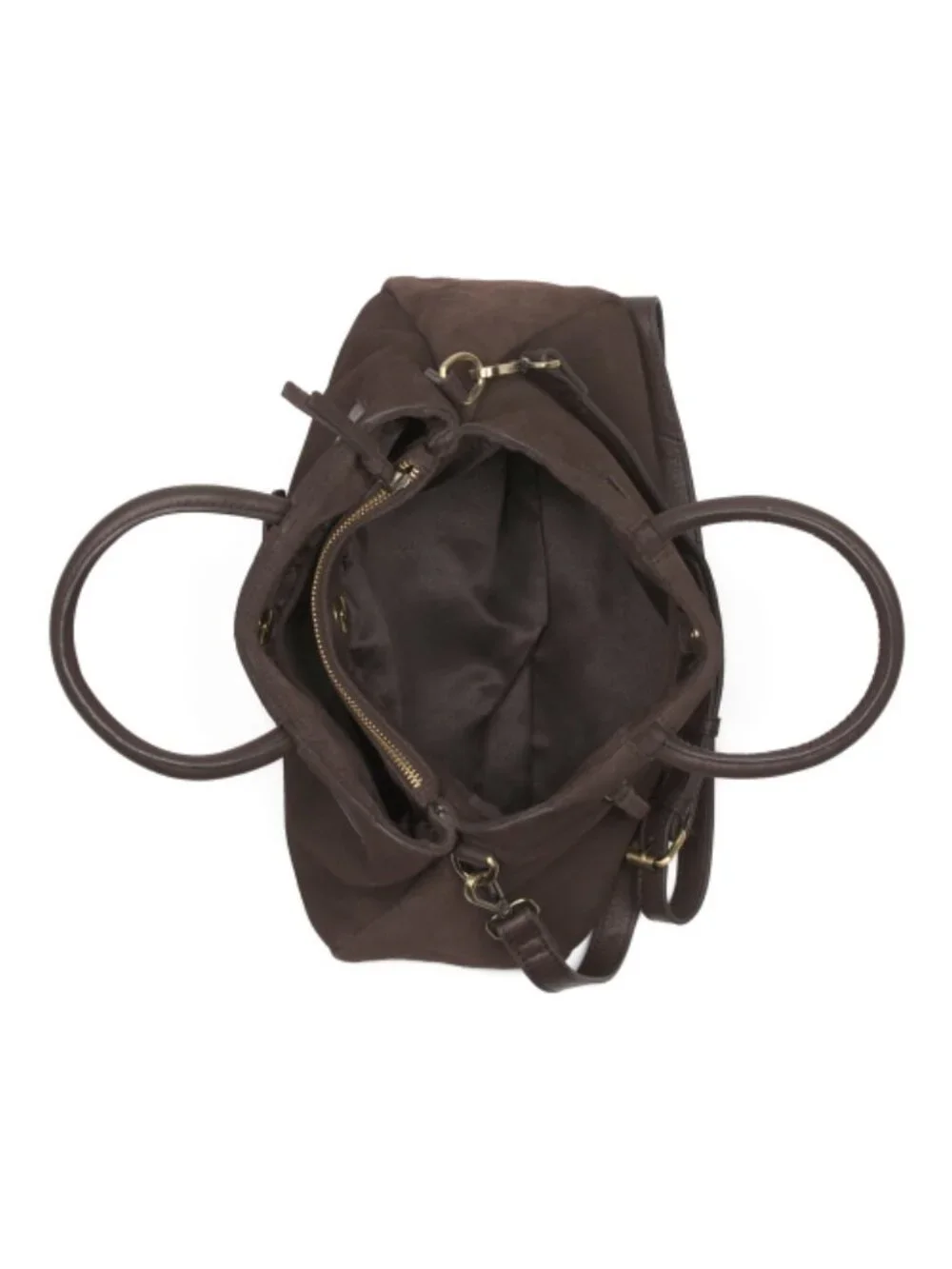 MADE IN INDIA Suede Satchel With Buckle On Front